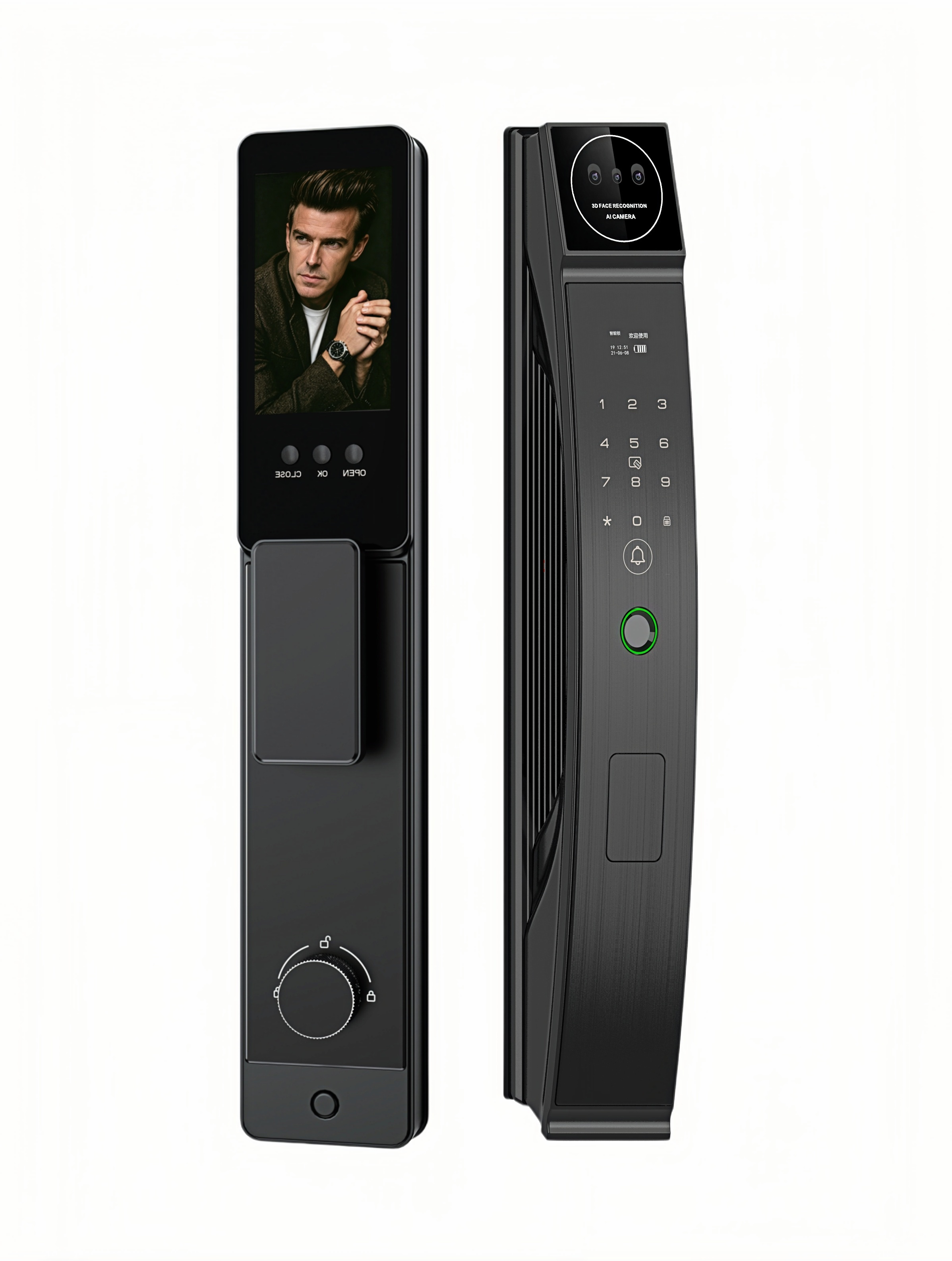 Shieldx 3D Face Recognition Smart Door Lock with Active Video Intercom & App Unlock Feature (SI-M09))